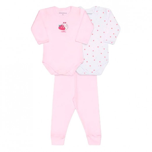 Kit Conjunto De Body Para Bebê Canelado Branco RN Dedeka