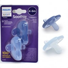 Kit Chupeta Soothie Azul Avent 4-6M