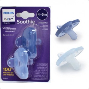 Kit Chupeta Soothie Azul Avent 4-6M