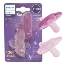 Kit Chupeta Soothie Rosa Avent 4-6M