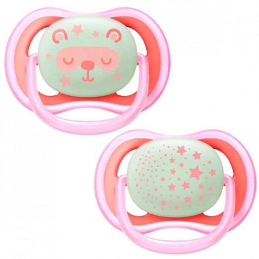 Kit Chupeta Ultra Air Para Menina Estrelinhas e Urso Rosa Avent 6-18M