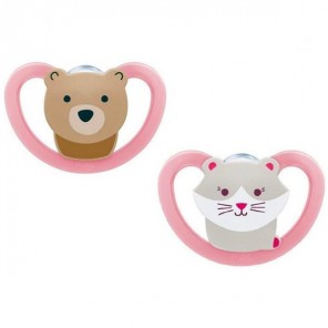 Kit de Chupetas Infantil Rosa Animais 6 Meses Unik