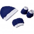 Kit maternidade tricot de malha azul 3 itens mami