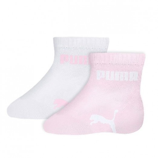 Kit Meia Infantil Feminino Puma Branca E Rosa Algodão Penteado Tam 17 À 20 Selene