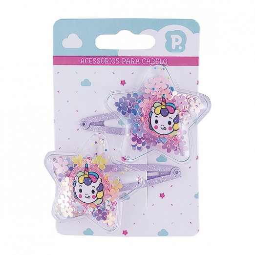 Kit De Tic Tac Para Cabelo Menina Estrela Unicornio Pimpolho