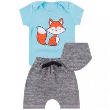 Kit com Body Azul Infantil Masculino Tamanho P Roby Kids