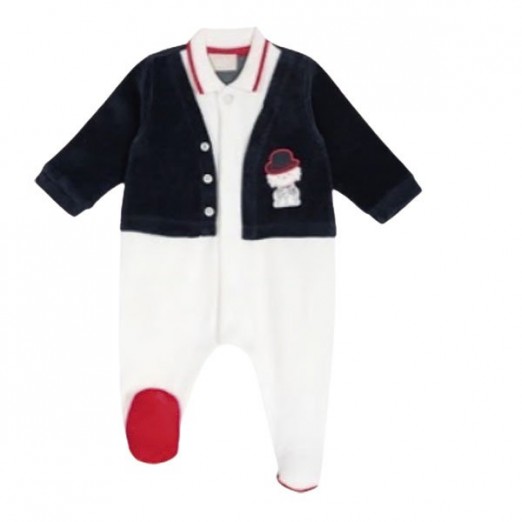 Macacão Infantil Menino Manga Longa Branco Com Detalhes 0 Meses Chicco