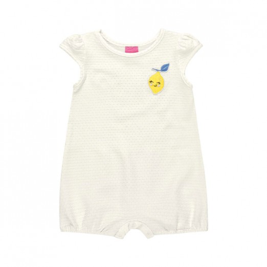 Macacão Bebê Cotton Poá Off White Feminino M Kamylus