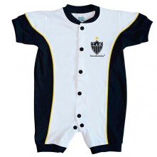 Macacão Bebê Atlético Branco e Preto Torcida Baby P