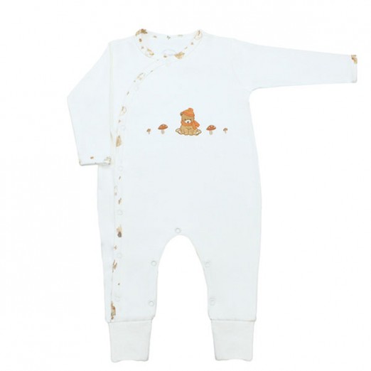 Macacão Bebê Para Menino Em Algodão Egípcio Bichinhos Off White Mini Bear G