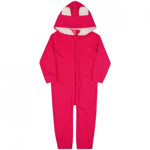 Macacão Soft e Sherpa Infantil Para Menina Pink Em Poliéster Kamylus Tam 02 Anos