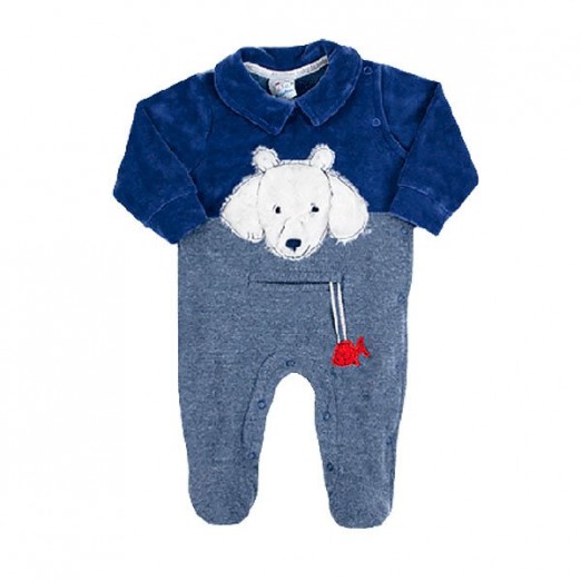 Macacão Infantil Para Menino Manga Longa Azul Marinho Urso Polar Tamanho RN Rosebud