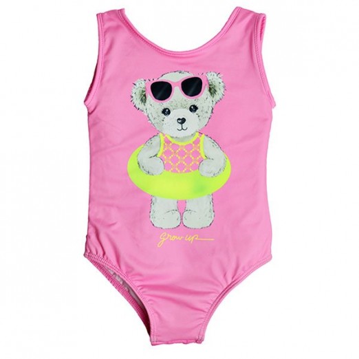 Maiô Praia Infantil Rosa Estampada Grow Up Tam P