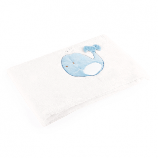 Manta De Bebê Plush Bege Baleia Baby Pil