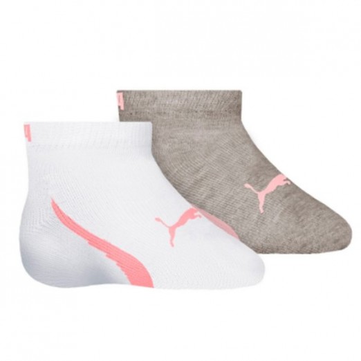 Kit 2 Pares De Meias Puma N° 17 A 20 Sortidas Meia Cinza Com Rosa E Meia Branco Com Rosa Selene