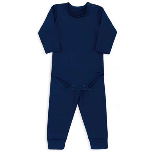 Conjunto Térmico Body Para Bebê Azul Marinho Tam RN Dedeka