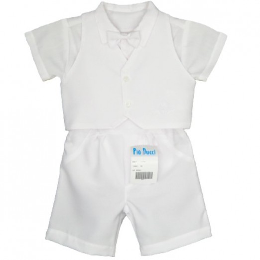 Conjunto Colete 2 Botões Branco 1 Ano Piú Ducci