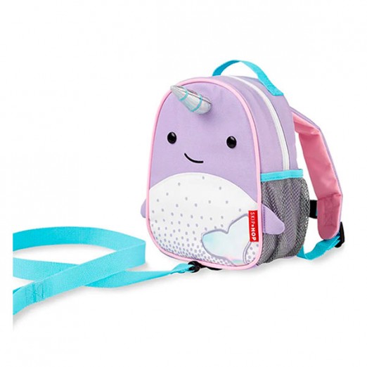 Mochila Infantil Para Menina Com Guia Baleia Narval Lilás Skip Hop