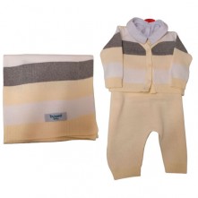  Saída De Maternidade Infantil Manta Casaco E Jardineira Tricolor Tricart Baby P