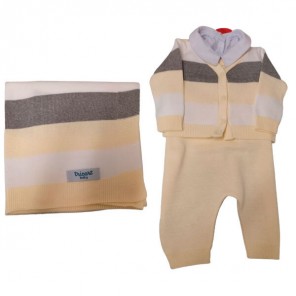  Saída De Maternidade Infantil Manta Casaco E Jardineira Tricolor Tricart Baby P