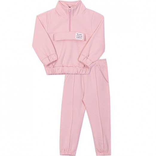 Conjunto Casaco e Calça Feminino Infantil Rosa 4 Anos Nini Bambini