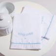 Kit Paninho de Boca Infantil Bordados Mami 100% Algodão Branco e Azul Papi