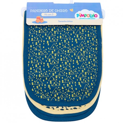 Paninho De Ombro Infantil Recém Nascido Azul E Amarelo Pimpolho