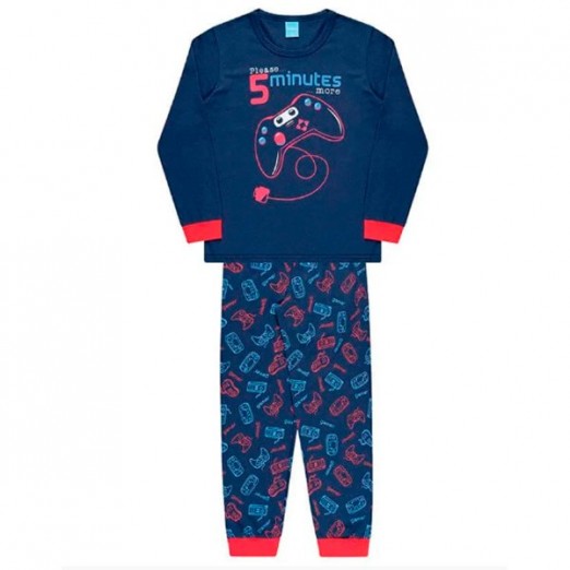 Conjunto Pijama Infantil Masculino Marinho Fogo Tamanho 1 Ano Kamylus