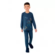 Pijama Infantil Modal Azul Marinho 4 Anos Dedeka