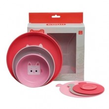 Kit Pratos Infantil Filhote gato rosa