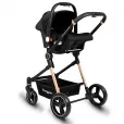 Carrinho Bebe Travel System Aston Gold e Preto Premium Baby