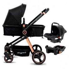 Carrinho de Bebe Travel System Aston Gold e Preto Premium Baby 