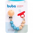 Prendedor De Chupeta Para Menino de Silicone e Bambu Azul Buba +3M