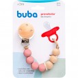 Prendedor De Chupeta Para Menina de Silicone e Bambu Rosa Buba +3M