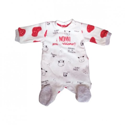 Macacão Infantil Masculino Com Botões Plush I Nonni Mi Viziano  0 Meses