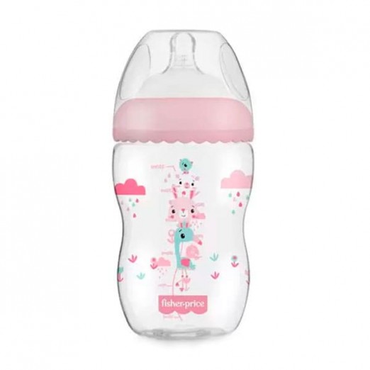 Mamadeira Anticólica Com Bico De Silicone First Moments Rosa Algodão Doce 330ml