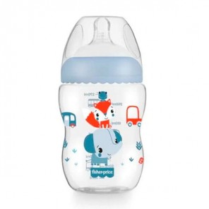 Mamadeira anticólica first moments azul 270ml fisher price