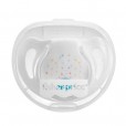 Chupeta de bebê com bico de silicone e esterilizador first moments soft azul 0 a 6 meses tam 1