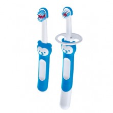 Kit escova de dente mam learn to brush azul