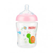 Mamadeira Anticólica Natural Touch Rosa 270ml Nuby