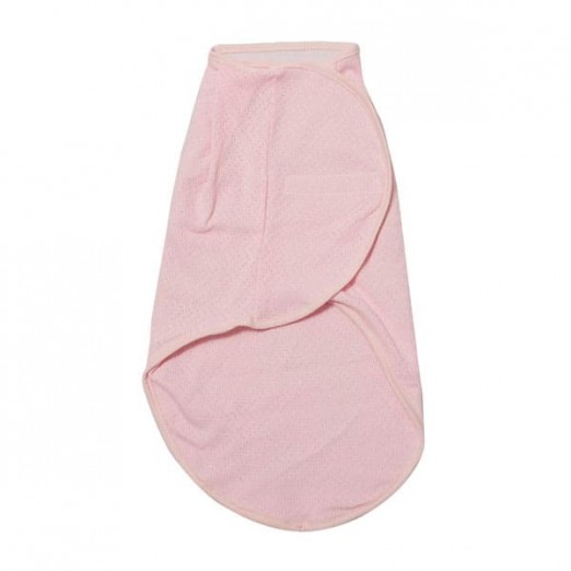 Cueiro swaddle ajustável tricô com forro de malha rosa mami