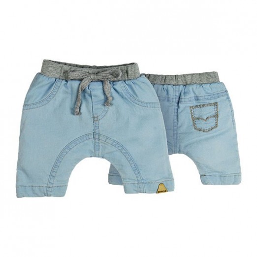 Short De Bebê Para Menino Azul Algodão e Elastano  Grow Up Tam 03 Meses