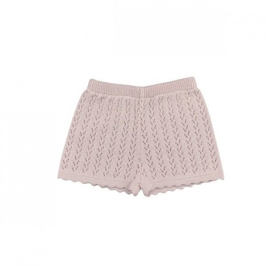 Short Tricô De Bebê Para Menina Rosa Verive G