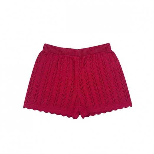 Short Tricô De Bebê Para Menina Vermelho Verive 02A