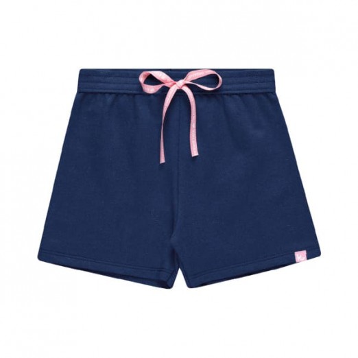 Short Moletinho Infantil Feminino Azul Marinho 6 Anos Kamylus