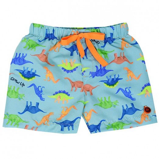 Short Praia Para Criança Masculino Verde Estampada Grow Up Tam P