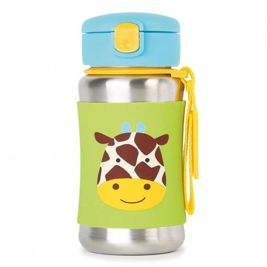 Garrafa Infantil de Aço Inox Para Menina Com Canudo Girafa Verde Skip Hop