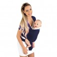 Sling Wrap Infantil Azul Marinho Em Algodão Kababy +3 Meses