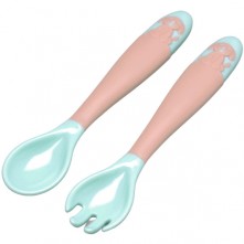 Talheres Articuláveis Infantis Silicone Cinza Clingo