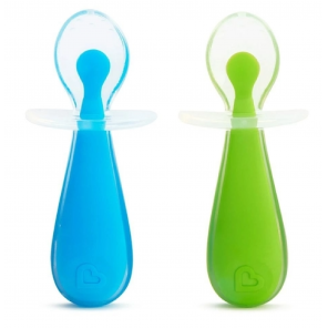 Conjunto de colheres de silicone azul e verde